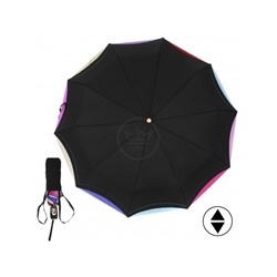 Зонт женский ТриСлона-L 3110 B/S,  R=58см,  суперавт;  10спиц,  3слож,  эпонж,  черный/радуга 205719