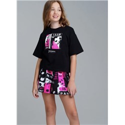 12421406 Комплект трикотажный для девочек: фуфайка (футболка), шорты