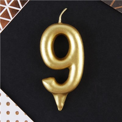 Свеча-цифра в торт «9», золото