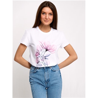 футболка 1ЖДФК3965001; белый / Розовый цветок