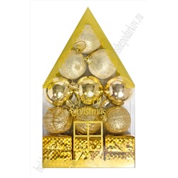 Набор новогодних шаров "Ассорти" 5 см (12 шт) SF-7334, золото