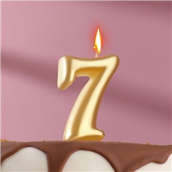 Свеча для торта цифра "Овал" золотая "7", большая, 5,5 см