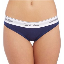 Женские стринги Calvin Klein синие с белой резинкой B048