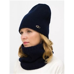 Комплект женский весна-осень шапка+снуд Джинс (Цвет синий), размер 54-56, шерсть 30%