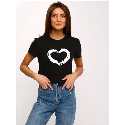 футболка 1ЖДФК2657001; черный / Сердце кистью