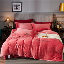 Велюровый постельный комплект PRETTY MONICA евро - розовый р-р 200х230 и 48х74 2 шт