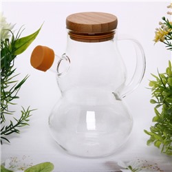 Бутылка стеклянная для специй 450мл "Хай-Тек" с бамбуковой крышкой