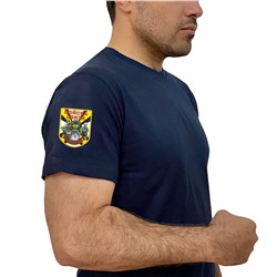 Стильная темно-синяя футболка с термотрансфером Войска Связи