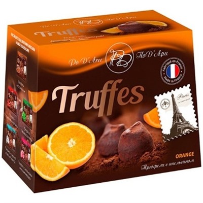 Трюфели ПоД'АрИ с засахаренной апельсиновой цедрой 160 гр/Chocolat Mathez