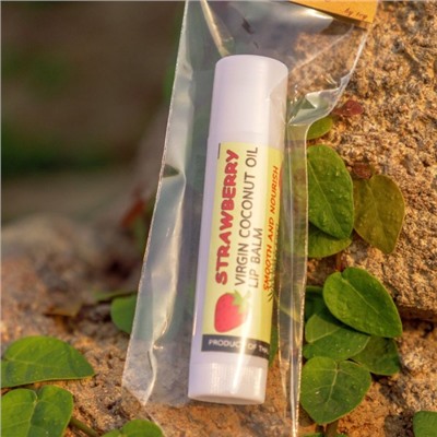 НАТУРАЛЬНЫЙ БАЛЬЗАМ ДЛЯ ГУБ С КЛУБНИКОЙ VIRGIN COCONUT OIL LIP BALM VANNA HERB