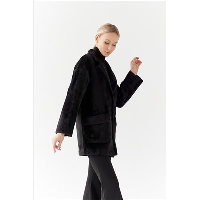 Пальто женское демисезонное 22520 (черный/тедди)