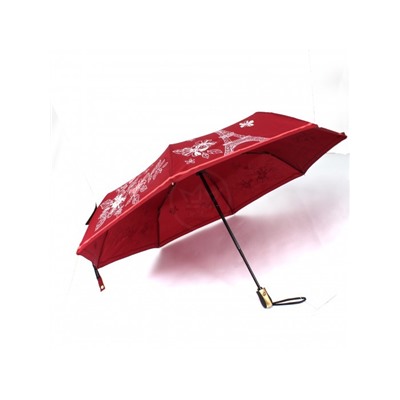 Зонт женский ТриСлона-L 3822 R  (проявляющийся рисунок),  R=58см,  суперавт;  8спиц,  3слож,  "Эпонж",  красный  (Париж и цветы)  235245