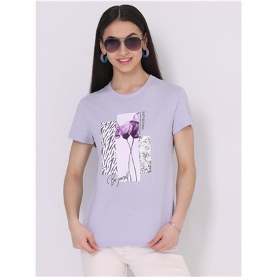 футболка 1ЖДФК2657001; светло-сиреневый248 / Фиолетовые цветы