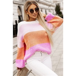 Розовый свитер свободного кроя в широкую полоску