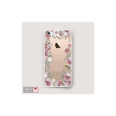 Силиконовый чехол Розовая цветочная рамка на iPhone 5/5S/SE
