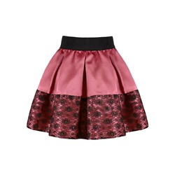 Коралловая нарядная юбка для девочки в складку 831314-ДН19