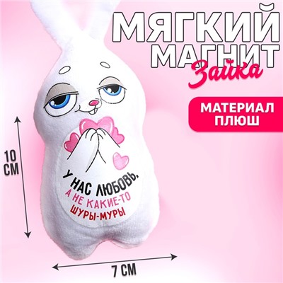 Мягкая игрушка-магнит «У нас любовь, а не какие-то шуры-муры», зайчик