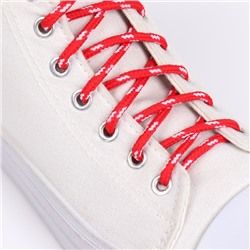 Шнурки для обуви, пара, круглые, d = 5 мм, 120 см, цвет красный/белый