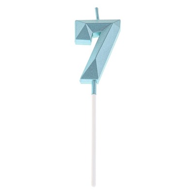 Свеча в торт на шпажке «Алмаз», цифра "7", голубая, 4,5 см