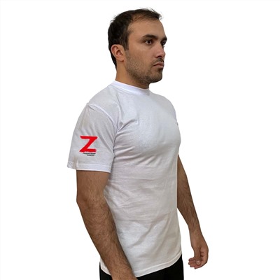 Мужская белая футболка с терморансфером «Z» на рукаве, (тр. 8)