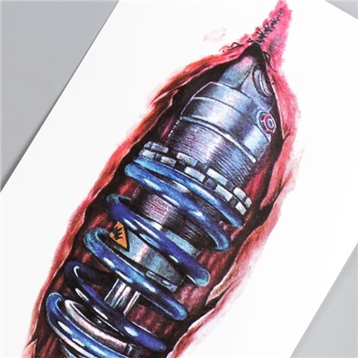 Татуировка на тело цветная "Рана киборга" 10х21 см