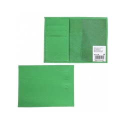 Обложка для паспорта Premier-О-85 (3 кред карт)  н/к,  зеленый флотер (322)  202105