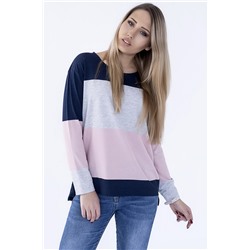HAJDAN BL1001  синий/серый/розовый блузка