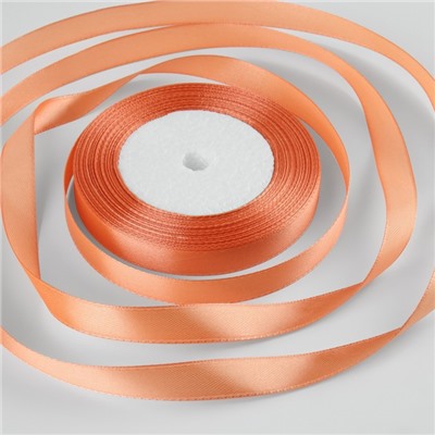 Лента атласная, 12 мм × 30 ± 1 м, цвет бледно-оранжевый