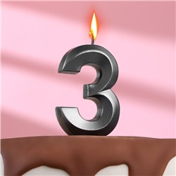 Свеча в торт "Грань" ,цифра 3 ,мокрый асфальт, 6,5 см