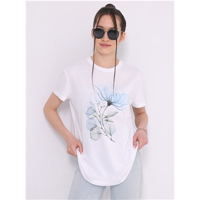 футболка 1ЖДФК4513001; белый / Цветок с листьями