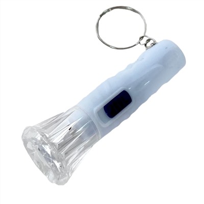 Белый фонарик-брелок для ключей, - наличие кольца помогает носить его на одной связке с ключами №118