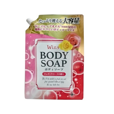 Крем-мыло для тела с розовым маслом и богатым ароматом Wins Body Soap Rose, Nihon, 900 г (мягкая упаковка с крышкой)
