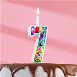 Свеча для торта цифра "День рождения", 10,2 см, цифра 7"