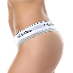 Женские стринги Calvin Klein серые с белой резинкой B047