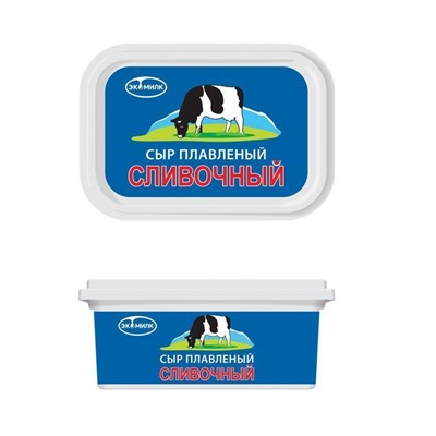 Сыр плавленный сливочный ЭКОМИЛК 55% 200 гр 1/12 Россия - Плавленные сыры