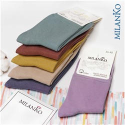 Хлопковые носки  однотонные (цветные 6 пар) MilanKo N-210 упаковка