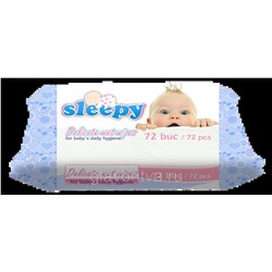 Салфетки влажные Sleepy Детские "Классик" с пластиковым клапаном (Голубые), 120 шт