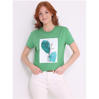 футболка 1ЖДФК2657001; ярко-зеленый257 / Ваза на зеленом