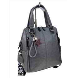 Женская сумка-рюкзак трансформер из искусственной кожи цвет серый