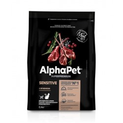 Сухой корм AlphaPet Superpremium для кошек с чувствительным пищеварением, ягненок, 400 г