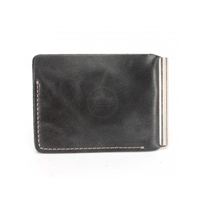Зажим для купюр Premier-Z-933 натуральная кожа  (зажим-скрепка,  внешний карман д/карт)  черный пулл-ап (30)  230386