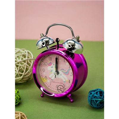 Часы-будильник «Happy unicorn», pink metalic (5,6х8,9 см)