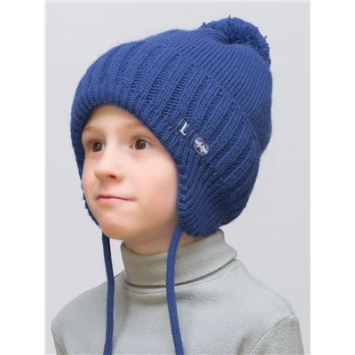 Шапка зимняя для мальчика L-Mashins (Цвет синий), размер 50-52, шерсть 30%