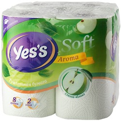 Туалетная бумага Yes's «Яблоко», 2-слойная, 18 м, 8 рулонов