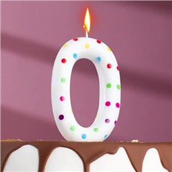 Свеча в торт «Конфетти», цифра «0», 9 см