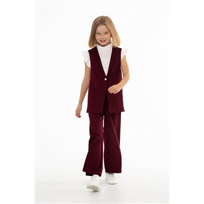 Бордовые школьные брюки для девочки Mooriposh, модель 0416