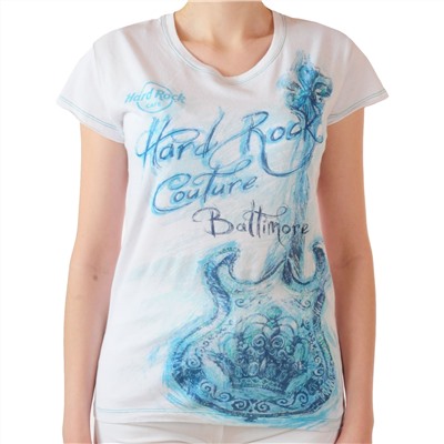Белая женская футболка Hard Rock® Baltimore ОСТАТКИ СЛАДКИ!!!! №800