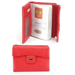 Кошелек женский н/к+паспорт Cossroll-2202-9979-1,  7отд,  7карм,  красный 248034