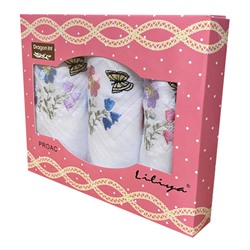 Носовые платки женские в подарочной упаковке ЛИЛИУМ PROAC 3 пр р-р 30х30