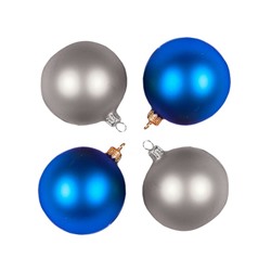 Набор стеклянных шаров ОГНИ, синий, серебро, 4х75 мм, Елочка